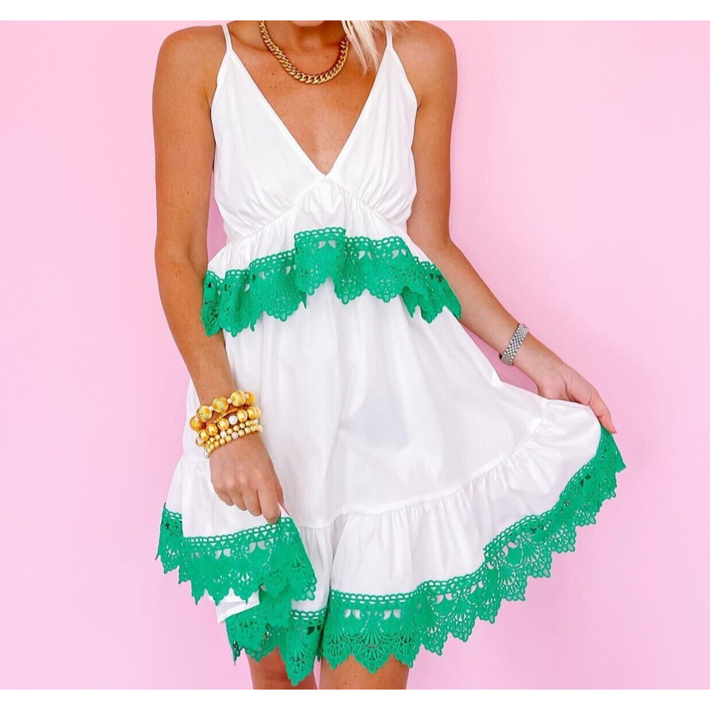 Strut & Bolt Women Dress L Sleeveless Open Back‎ Tiered Lace Party Cottage Boho